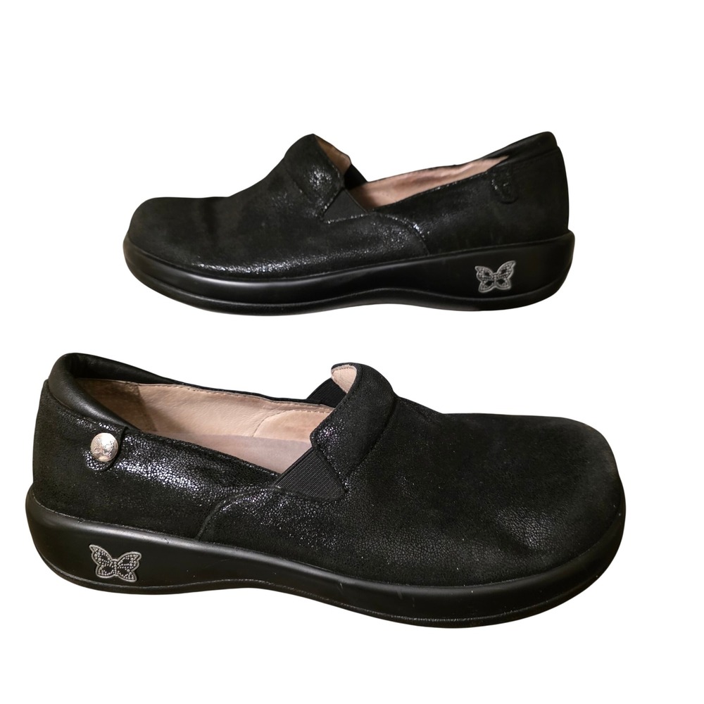 Alegria Keli Black Swirl Leather Professional Clogs Slip Resistant Shoes 8-8.5